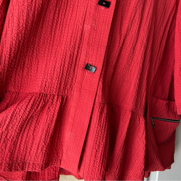 Vibrant Red Ruffled Jacket - Picture 2 of 3